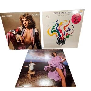 Lot of 3 A&M Vinyl Records Peter Frampton Chris de Burgh 12" 33 rpm Vintage